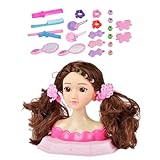Girl’s Doll Head Kit - 7.48 Inches Kids Hair Styling Doll Head, Makeup Pretend...