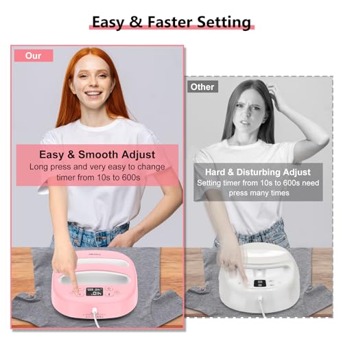 Calogy Heat Press Machine for T-Shirts 10"X10", Portable Heat Press Fast Up to 410℉(210 ºC), Precise Temp Control, 15 Mins Auto Off for Bag, Pillows Sublimation Vinly Transfer(Pink White, 10 x 10 in) by Calogy - Image 8