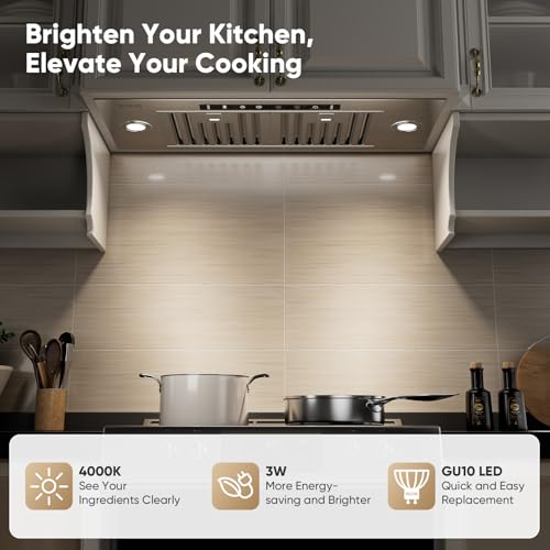 Image of VIKIO HOME 30 Inch Built-in /Insert Range Hood, 980 CFM Range Hood Insert, Ducted /Ductless Convertible Ultra-Quiet, Vent Hood Insert with Gesture & Touch, Baffle Filters and Charcoal Filters