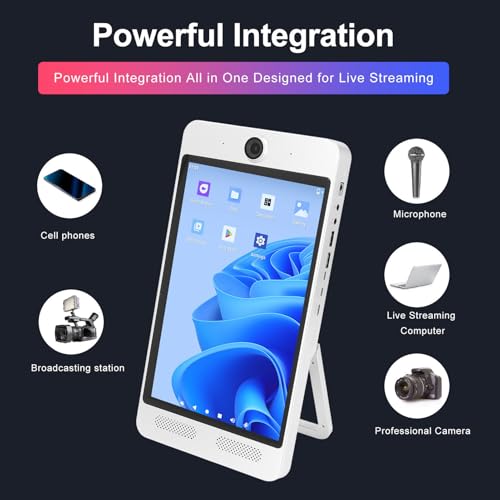 Image of Tabletop Live Streaming Screen, 10.1 Inch 16G 256G 6000mAh Teleprompter Video Recording Machine with Green Screen Keying Virtual Background for Recreation Equipment (US Plug)