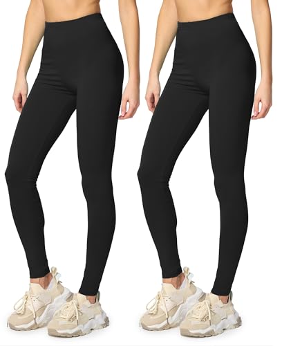 Merry Style Leggings Lunghi Pantaloni Donna (Nero/Nero, XL)