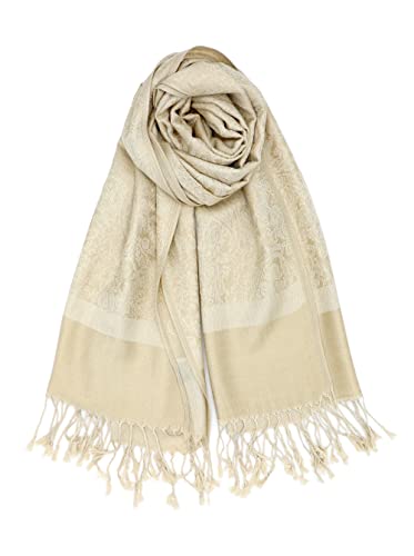 Achillea Two-Tone Vintage Paisley Pashmina Scarf – Soft Lightweight Wrap & Shawl for Dresses, Weddings, Travel, All Seasons