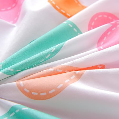 Winlife MK8097 Kids Sheet Set Twin Size Colorful Hearts Printed Bed Sheet Set thumb #5