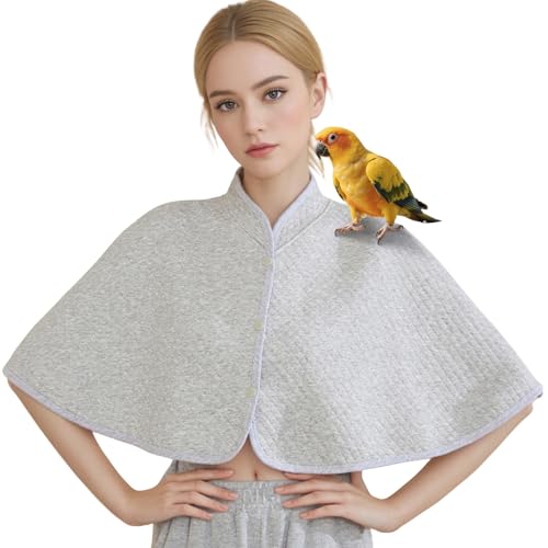 ZYPHOLIE Reusable Parrot Diaper & Shoulder Protector - Poop Catcher Cloak for Cockatiels, Conures, Parakeets, Lovebirds, Small Macaws - Parrot Toys (Grey - Square, Large)