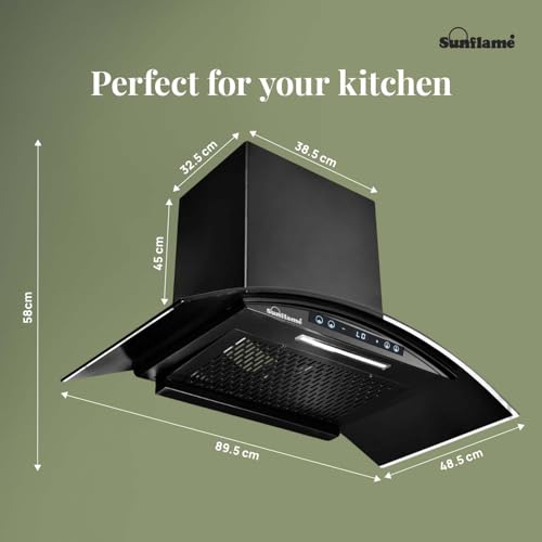 Image of Sunflame 90 cm BLDC Chimney with 1400 m /hr suction | Low Noise Operation with Heat Auto Clean | 12 Year Motor Coverage | SF-RE90