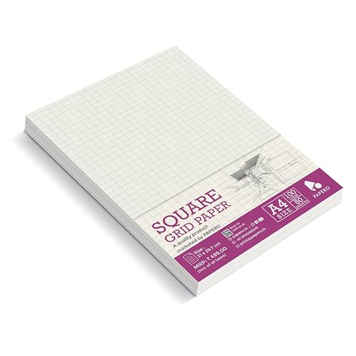 Image of PaperO A4 Loose Leaf Square Grid Paper | 100 GSM | 50 Sheets | (21 x 29.7 cm) | Ideal for Artists & Designers (A4-50 Sheets)