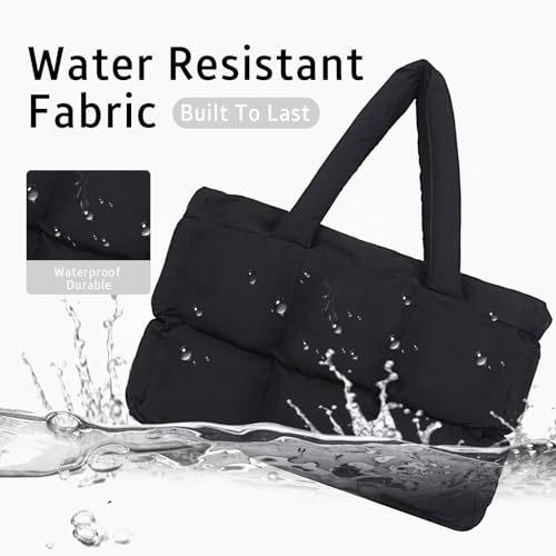 Image of Tote Bag for Women, Large Puffer Tote Bag with Zipper, Lightweight Quilted Shoulder Bag Handbag Purse for Work, Travel, Gym