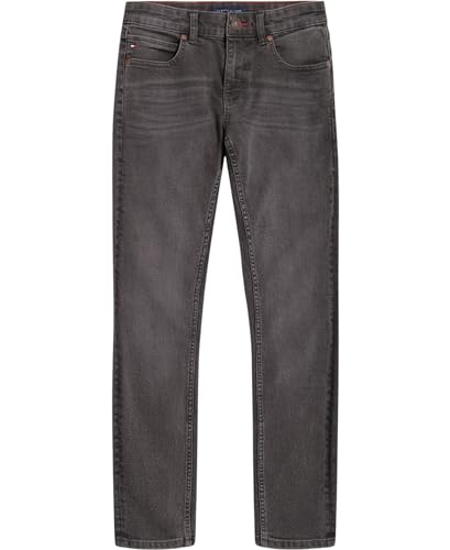 Tommy Hilfiger Boys' 5-Pocket Stretch Skinny Fit Denim Jean, Zipper Fly & Button Closure, Charcoal, 14
