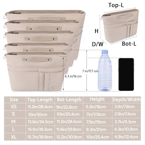 HyFanStr Purse Organizer Insert for Handbags,Tote Bag, Zipper Bag for Women with 15 Pockets, Beige by HyFanStr - Image 2