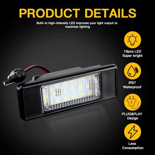 Piloto de matrícula de alta luminosidad para Nissan Qashqai J11, recambio impermeable 5