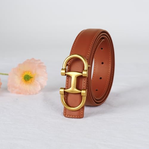 Image of Aurolran Women's Leather Belt with Buckle - Ideal for Dresses, Jeans, and Coats