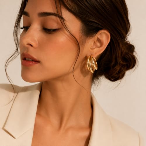 Image of Drop Dangle Earrings Set for Women and Girls | Celebrity Inspired Trendy Stylish Gold Plated Earrings Set Of 1