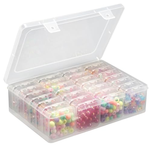 NOTG Small Bead Organizer Box - 28Pcs Mini Clear Plastic