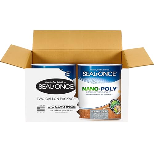 Image of SEAL-ONCE Nano+Poly Wood Sealer and Waterproofer, Coastal Gray, 2 Gallon | With Polyurethane, Premium Waterproof Sealant