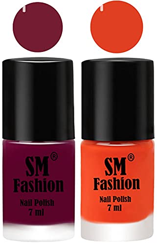 Image of Long Lasting Nail Polish | Nail Paint Combo 7 ml Each) - Set of 2 Mulberry-Reddish Orange