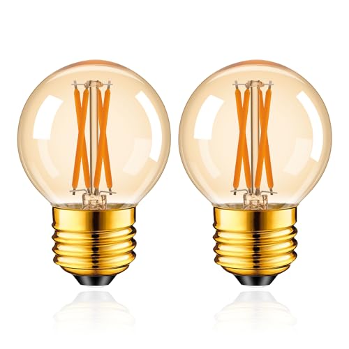 E26 LED エジソン電球 調光器対応 4W (40W形相当) 2700K 電球色 フィラメント 340lm 茶色 レトロ G50 ミニボール電球 PSE認証済み 2個入