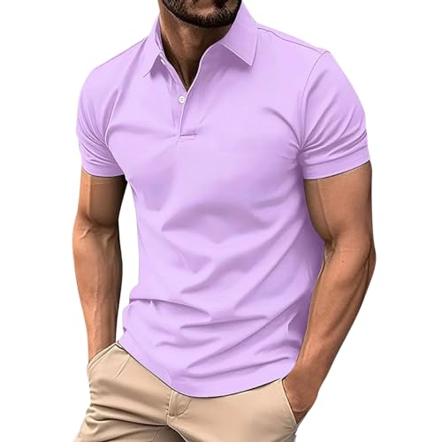 AnnSemo Polo para hombre, ajuste clásico, cuello piqué, manga corta, transpirable, de secado rápido, camisetas de golf, ajustadas, para verano, camisetas elásticas para golf, camisetas de ajuste