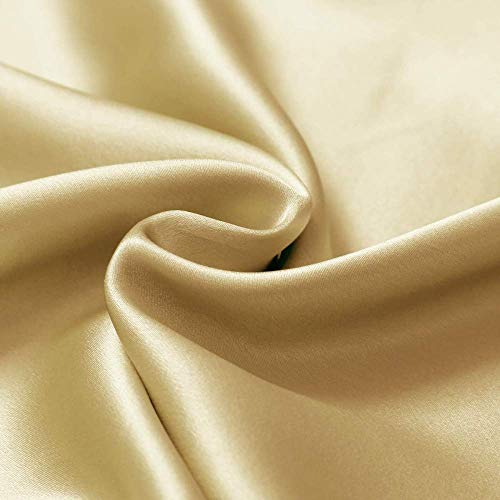 Orose 4Pc 22 Momme Mulberry Silk Sheets Bed Set, Seamless, Deep Pocket (King, Gold) #TOP3