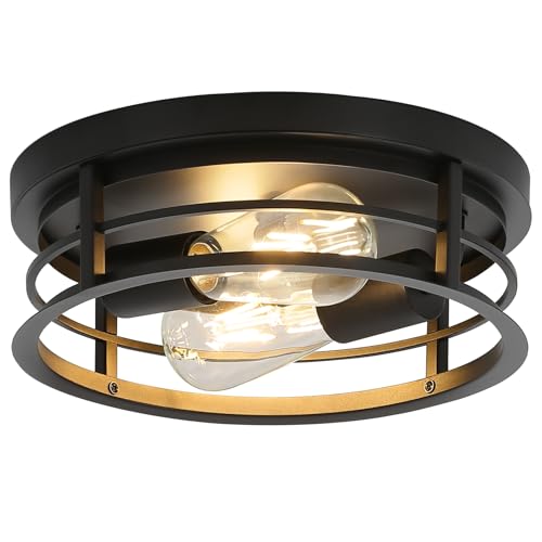 BLack Close to Ceiling Light Fixtures, 2-Light Farmhouse Semi Flush Mount Ceiling Light 11 Inch, Easy Assembled, Modern Indoor House Kitchen Ceiling Lights for Bedroom Bathroom Laundry Entryway BLack Close to Ceiling Light Fixtures, 2-Light Farmhouse Semi Flush Mount Ceiling Light 11 Inch, Easy Assembled, Modern Indoor House Kitchen Ceiling Lights for Bedroom Bathroom Laundry Entryway