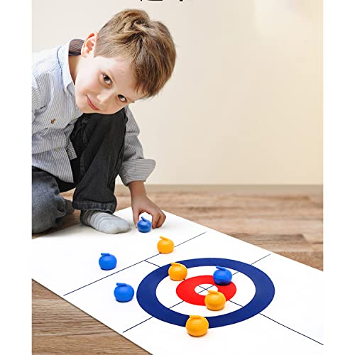 Tabletop Curling Game,Able Top Fun Family Games, Fun Board Games Shuffleboard Pucks For Kids And Adults Shuffleboard Pucks With 8 Rollers,Gifts For Kids,One Size #TOP5