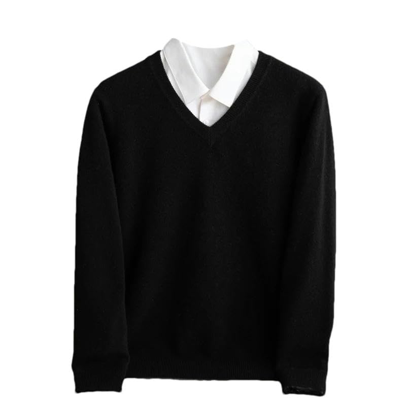 Pull col en V homme manches longues tricot chaud automne hiver jumper uni