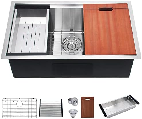 Davivy 32 x 19 x 10 Inch Undermount Kitchen Sink,Stainless Steel Kitchen Sink,16 Gauge Workstation Kitchen Sink,Single Bowl Kitchen Sinks