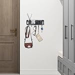 HappyHapi Key Holder for Wall Decorative, Entryway Key Hooks, Wall Mounted Key Rack with 5 Hooks, Metal Wire Mesh Basket Mail Holder, 9.8”Lx2.1”Wx4.1”H - Image 5