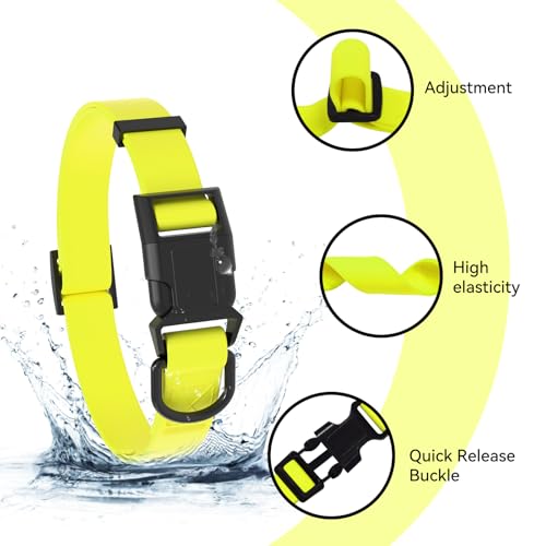 Image of Waterproof Dog Collar, Easy to Clean Rubber Dog Collars with Quick Release Buckle Fits Small Medium or Large Dogs (Yellow, S < 9.5-14.1 inch)