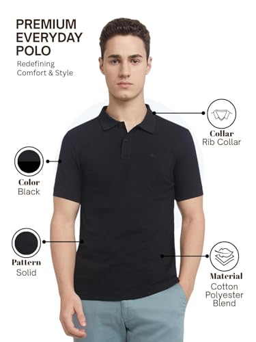 Image of Parx Men Regular Fit Solid Pattern Cotton Polyester Blend Half Sleeve Polo Neck Casual T-Shirt