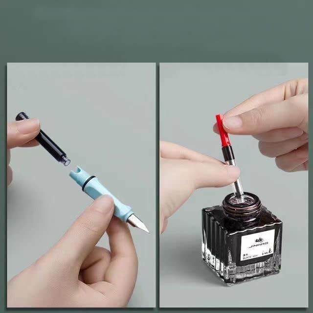 Image of Premium Matte Finish Fountain Pen with 0.5mm Chromium-Plated Steel Nib | Smooth Writing Pen with Black Ink Refill & Converter | Pocket-Friendly, Lightweight Pen (Pack of 1)