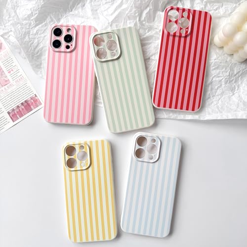NITITOP Compatible with iPhone 13 Pro Case Cute Striped Design Aesthetic for Women Girls Full Camera Slim TPU Shockproof More Protective Cover - Blue - Image 6