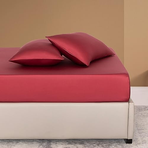 JIANINGHOME Spannbetttuch in Allen Größen,48x74cm,Seide Bettlaken Satin Spannbettlaken Deluxe All-Inclusive rutschfeste Tagesdecke, Tiefe Taschen passen übergroße Matratzen mit Einer Tiefe