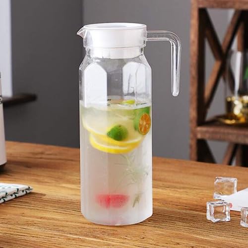 Image of 1100 ML (Set of 2) Glass Water Jug With Lid for Juice, Hot and Cold Beverages - Milk and Juice Carafe