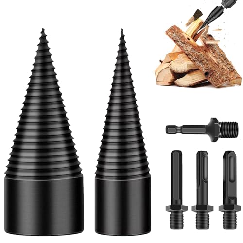 Spetsbst Holzspalter Bohrer 50mm + 32mm, Kegelspalter mit 4 Bohrgriffe, Bohrkegel Holzspalter Stufenbohrer Holzschneider Spetsbst Holzspalter Bohrer 50mm + 32mm, Kegelspalter mit 4 Bohrgriffe, Bohrkegel Holzspalter Stufenbohrer Holzschneider