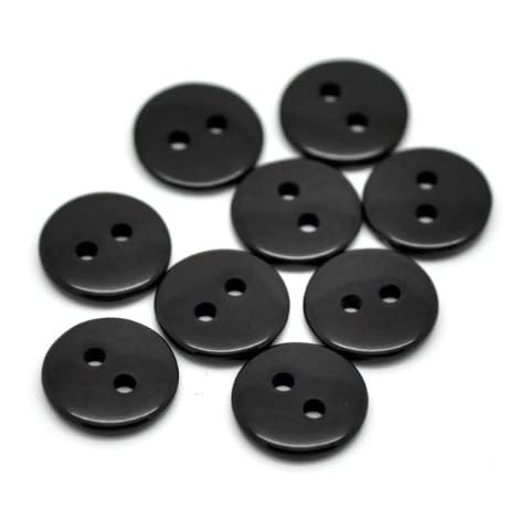 50 Plain Black Round 2 Hole Sewing 11mm Buttons. Ideal for Crafts Like Scrapbooking, Cardmaking, Bling, Decoration Cover