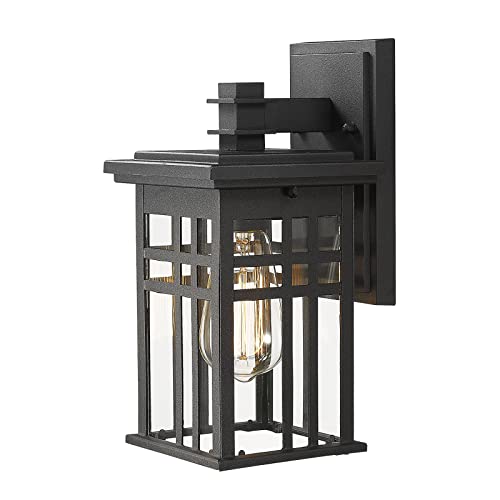 Image of zeyu 12-Inch Outdoor Wall Lantern, Black Aluminum, Clear Glass, 20068B1
