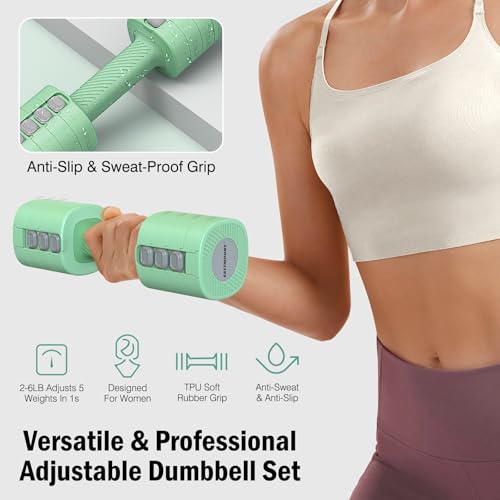 EAST MOUNT Adjustable Weight Dumbbells Set of 2, 8 in 1 Hand Weights for Women 2lb/3lb/4lb/5lb/6lb Dumbbell Weights Set 12 lbs/Pair Hand Weights for Home Office Gym Workout by EAST MOUNT - Used condition - Image 4