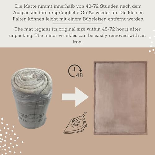 Image of Hakuna Matte CloudSoft Baby Play Mat for Floor 60 inch x 80 inch Brown | Coral Velvet high-density foam Rug for Crawling & Cozy Play - Non-Slip, Water-Resistant, Easy-CareTummy Time Mat