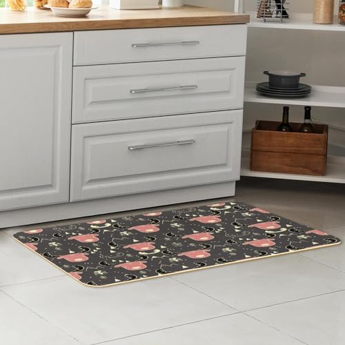 Tapetes de cocina con patrón de alce para pasillo y cuarto de lavado alfombras antideslizantes 7