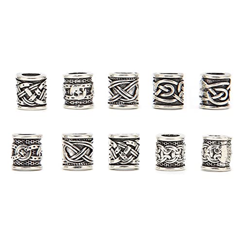 10PCS Viking Beard Beads Alloy Antique Norse Dreadlock Beads for Beard Hair DIY Bracelet Necklace Beard Beads For Men