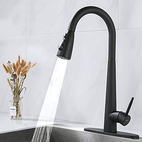 Amazing Force 3 Modes Kitchen Sink Faucet Single Handle Kitchen Faucet With Pull Down Sprayer Stainless Steel Faucet For Kitchen Sink Kitchen Faucets For Home Kitchen, Rv, 1.8 Gpm (Matte Black) #TOP2