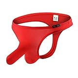 Doublehero Herren Unterwäsche Sexy Elefant Bulge Briefs Volltonfarbe Unterhosen Shorts Atmungsaktive Slips Underwear Badehose Mode Sport Boxer Unterwäsche (L, Rot)