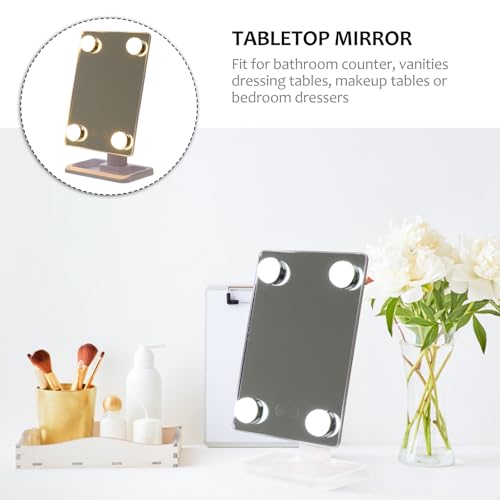 Espejo de maquillaje LED grande giratorio para mesa miniatura 3