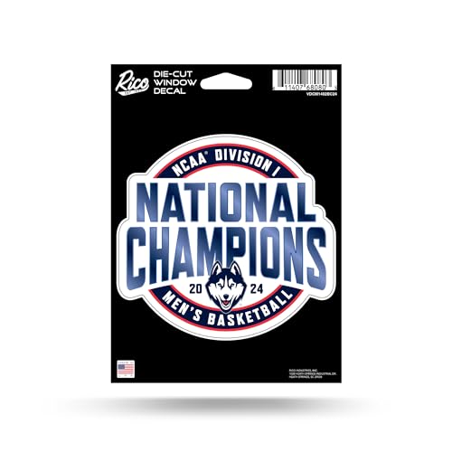 Rico Industries NCAA Connecticut Huskies - UCONN 2024 Men's National Basketball Champions Medium Die Cut Decal