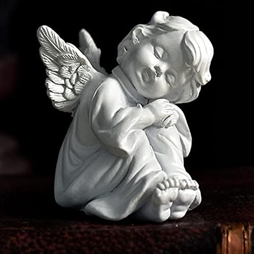 White Cherub Ornament Raised To Heaven Figurine Angel Cherub Praying Statue Desktop Trinket Decoration