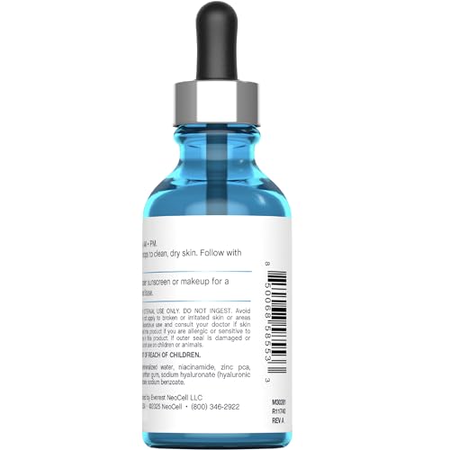 NeoCell Niacinamide Hyaluronic Acid Serum | 2 fl oz | Plus Zinc | Moisturizing Formula | for Face and Neck | Advanced Skincare
