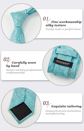 Image of HISDERN Ties for Men Paisley Tie and Pocket Square Woven Classic Floral Mens Ties Handkerchief Set Wedding Party Necktie