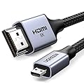 UGREEN 8K Micro HDMI to HDMI Cable 6.6FT, 2.1 Aluminum Shell Braided 48Gbps Ultra High Speed 8K@60Hz, 4K@240Hz Support HDR eARC Dolby Compatible with GoPro Raspberry Pi 5 Camera Nikon