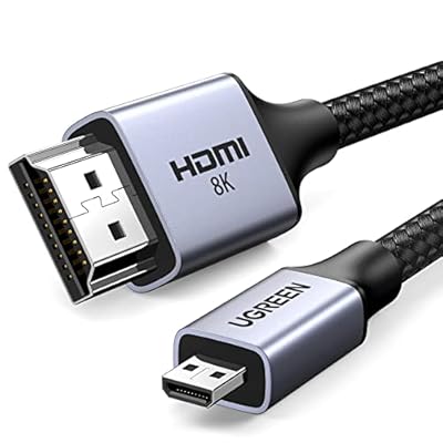 UGREEN 8K Micro HDMI to HDMI Cable 6.6FT, 2.1 Aluminum Shell Braided 48Gbps Ultra High Speed 8K@60Hz, 4K@240Hz Support HDR eARC Dolby Compatible with GoPro Raspberry Pi 5 Camera Nikon