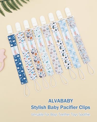 Image of ALVABABY Pacifier Clips 8 Pack Pacifier Binky Paci Holder Leashes for Baby Teethers 8DP18A